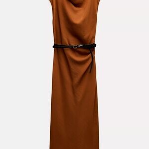 Zara Brown Maxi Dress with Black Belt